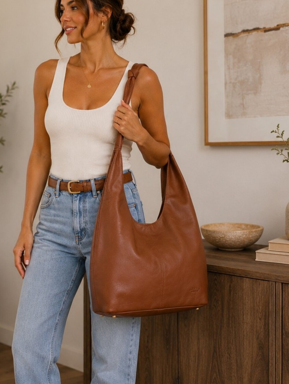 American Leather Co. Brown Real Leather Bag with Tag - Picture 1 of 7
